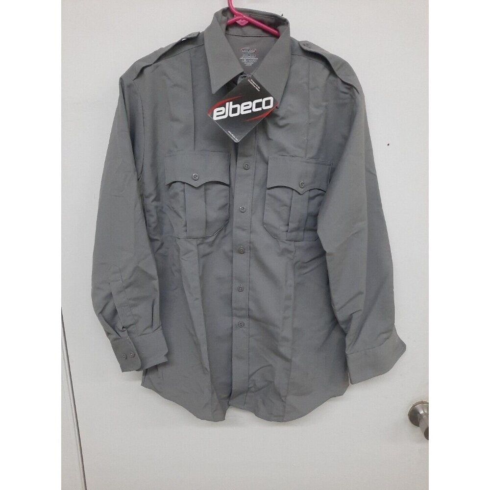 Elbeco Men's Grey Duty Maxx Long Sleeve Shirt Size 15.5 Sleeves 32/33